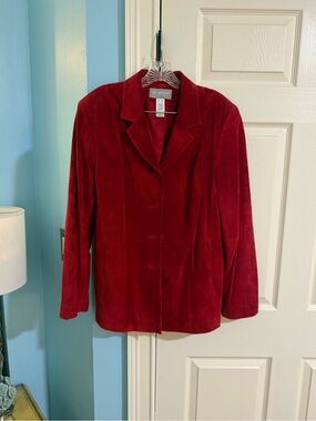 le chate Women’s Red Suede Blazer Jacket